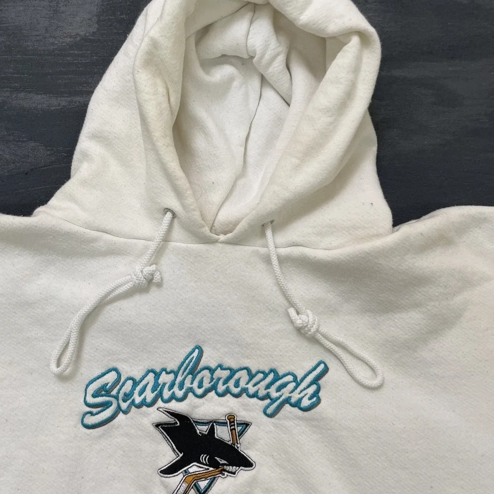 Vintage Scarborough Sharks hockey hoodie mens XL White 2000s y2k - Picture 5 of 10